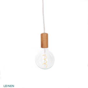 Hängelampe aus Glas und Holz