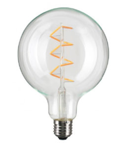 Vintage LED Globus, weißes Licht mit Gelbton auf Weißem Hintergrund