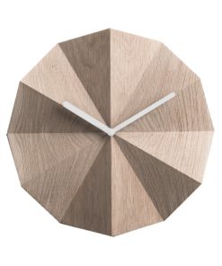 Wanduhr aus Holz mit weissem Zifferblatt