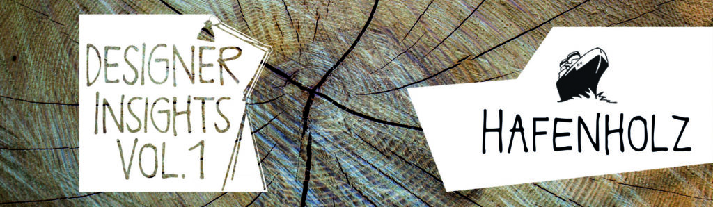 Nahaufnahme von Hafenholz mit Designer Insights und Schiffsmotiv