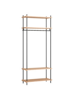 Modernes skandinavisches Wandregal aus Eichenholz und schwarzem Stahl