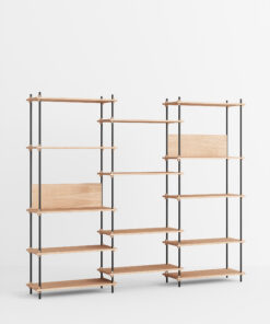 MOEBE Shelving System Eiche schwarz, minimalistisches Designregal mit Büchern im Concept Store