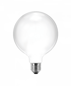 Eine weiße Glühbirne mit silzem Oberteil auf schwarzem Hintergrund