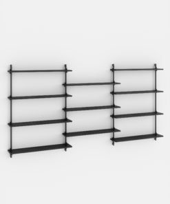 Modulares Schwarz-Regal mit dreien unabhängigen Elementen, Industrial-Design, zeitlos, funktional