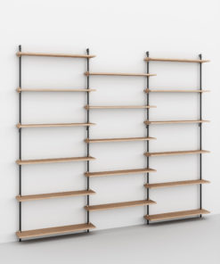 Modulares Wallregalsystem aus Eiche und Stahl