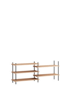 Modulares Regalsystem aus Eiche und Schwarz mit skandinavischer Ästhetik