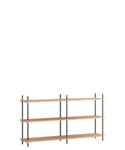 Modernes skandinavisches Wandregal mit Holz und Metall, ideal für zeitgenössische Wohnräume