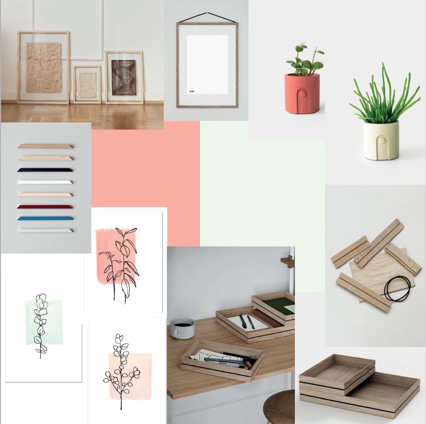 Harmonisches Moodboard mit natürlichen Materialien und minimalistischer Ästhetik für lokaldesign.de
