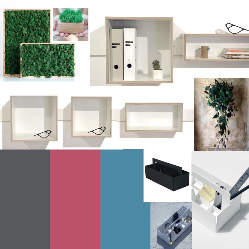 Modernes Interior mit Mooswänden, heller Eiche und funktionalen Accessoires in Sattgrün und Flamingo-Rosa