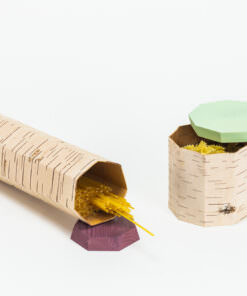 zwei Birkenholz-Behälter mit minimalistischem Design