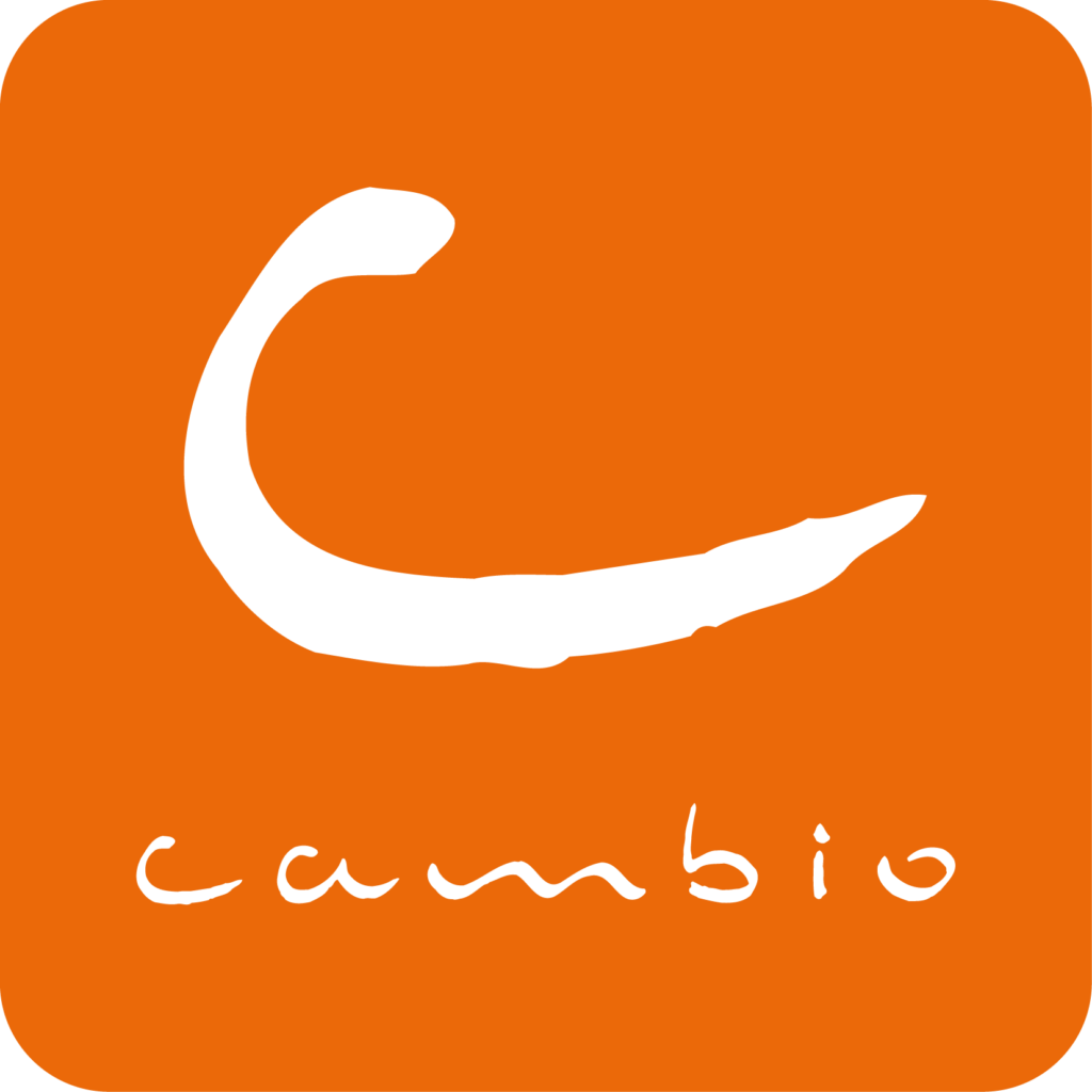 Logo von Cambio - stilisiertes C in Orange und Weiß