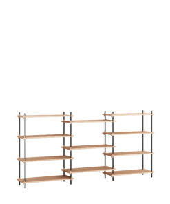 Holzregal mit schwarzer Metallkonstruktion