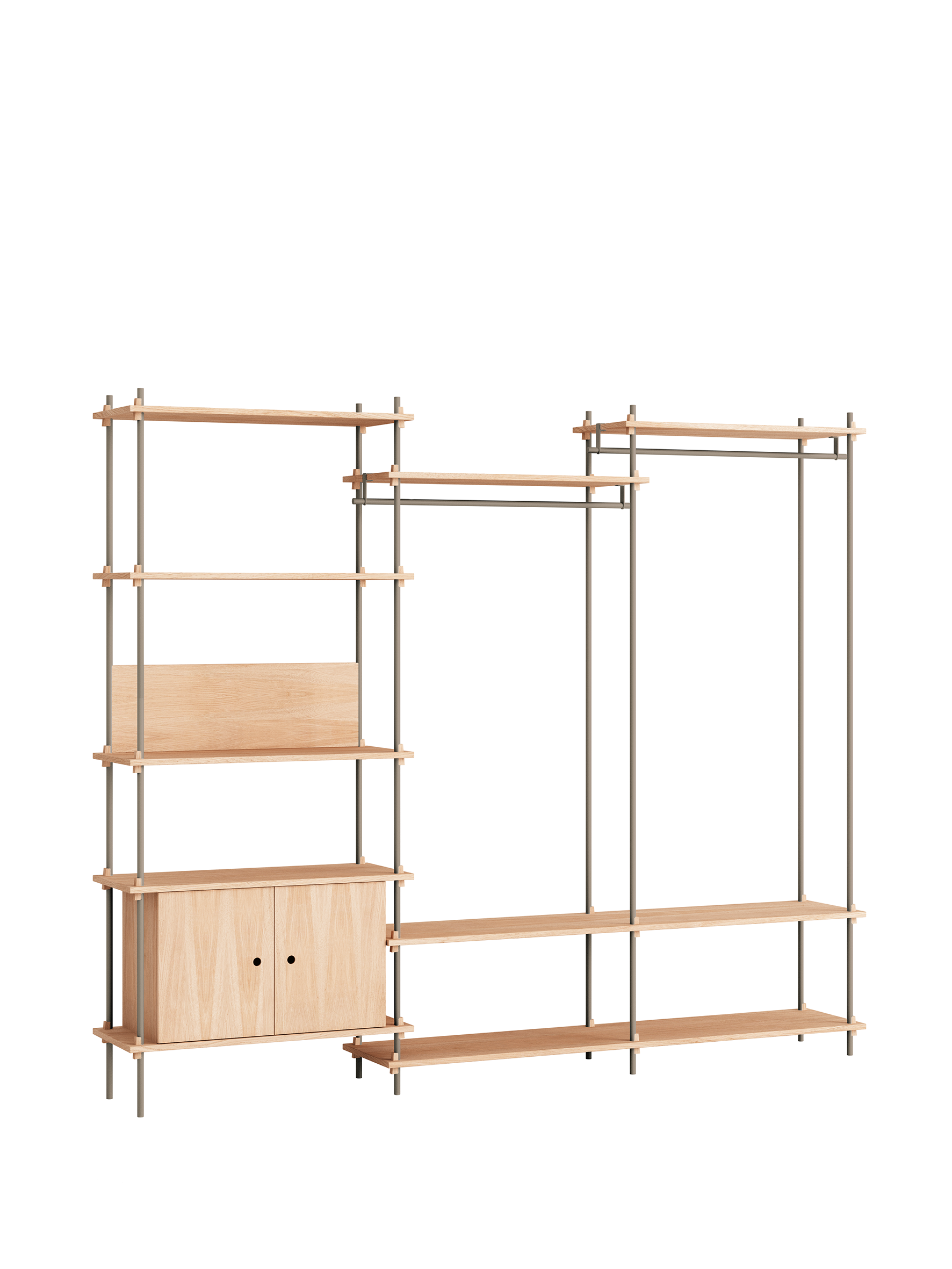 Modulares Holz- und Metall-Regalsystem für Wohnraumgestaltung