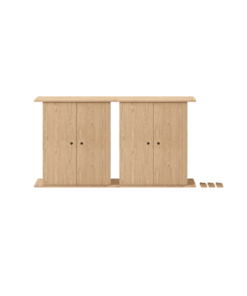 Nachhaltiges Designmöbel: hohes Doppel‑Schrankregal aus Eiche im minimalistischen Interior, ideal für stilvolle Einrichtung