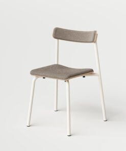 Weißer Etude Designmöbel-Stuhl aus Holz und Leder, minimaler Look für nachhaltiges Interior und moderne Einrichtung in