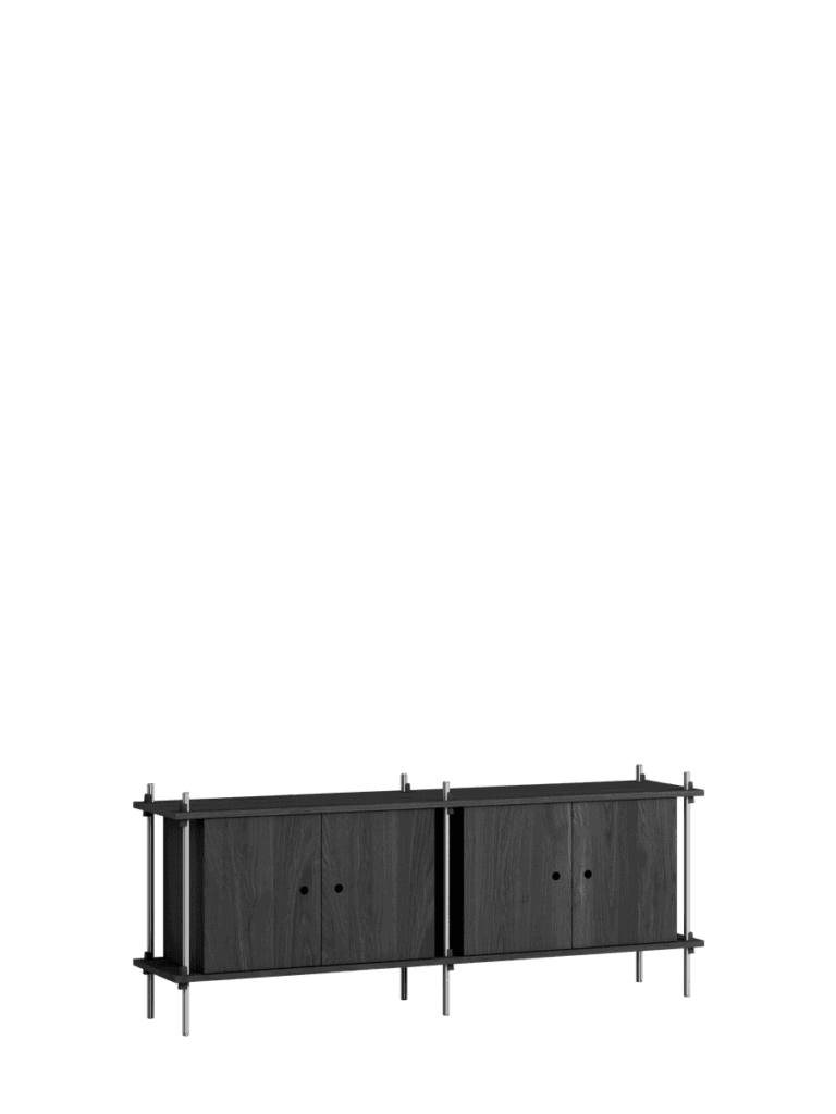 Nachhaltiges Designmoebel mit dunklem Holz und Metallgriffen
