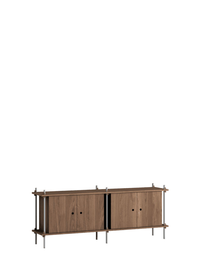 Nachhaltiges Designmoebel Shelving System in smoked oak und Edelstahl, modernes Einrichtungselement für Interior in Hamburg