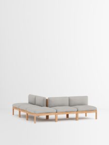 Modulares Designmöbel Sofa C in beigem Stoff mit Holzstandfuß, nachhaltiges Design für hochwertiges Interior und Einrichtung