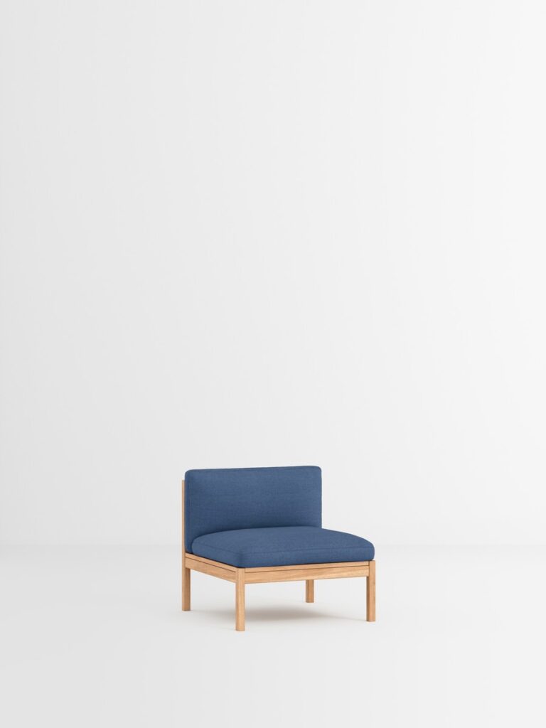 Modulares Sofa aus Holz und Leder, minimalistisches Designmöbel für nachhaltige Interior‑Einrichtung im Hamburger Stil