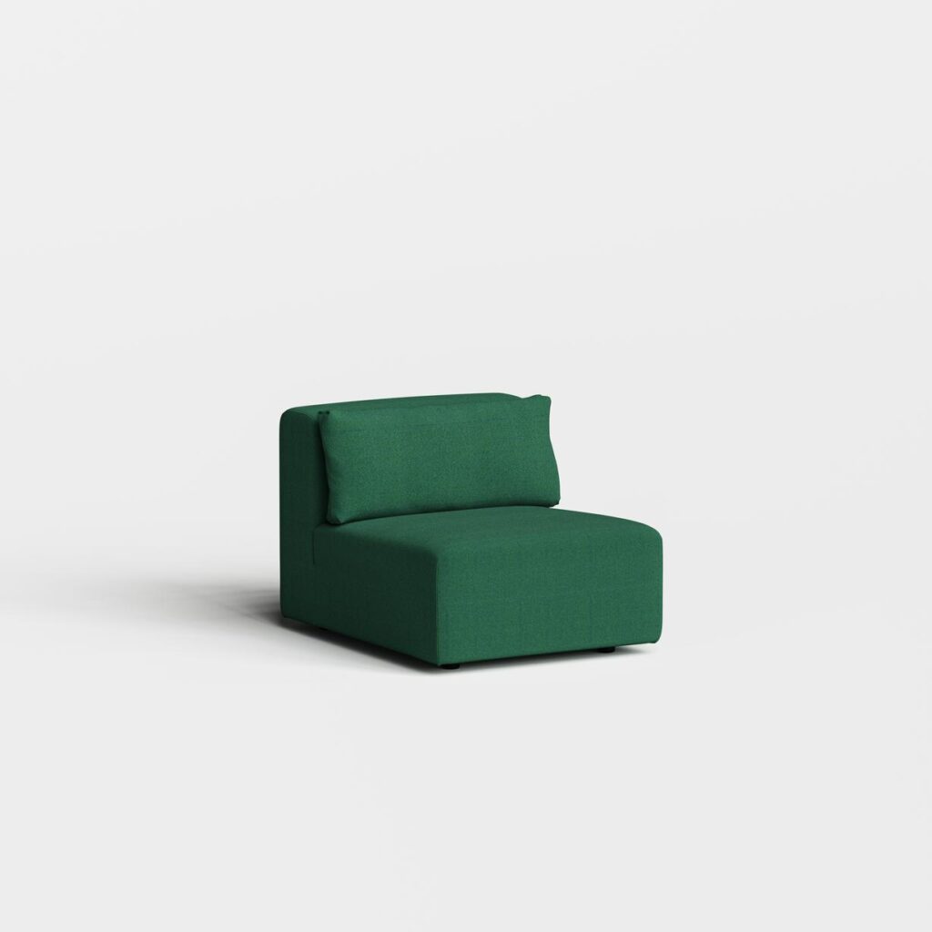 Modulsofa Bridge in Tannengrün als flexibles Sitzelement für nachhaltiges Interior