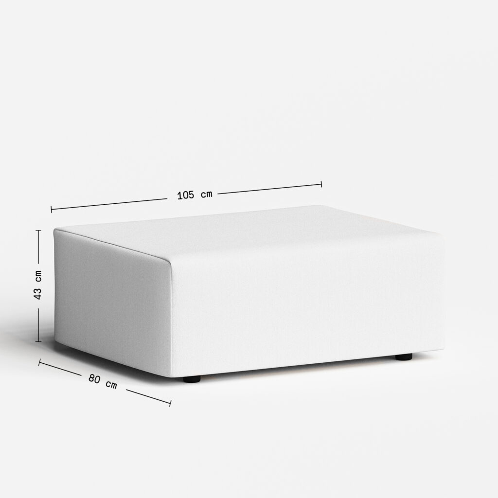 Weißer quadratischer Ottoman aus nachhaltigem Design, 10 cm, für das modulare Sofa Bridge – Designmöbel und Wohnaccessoire