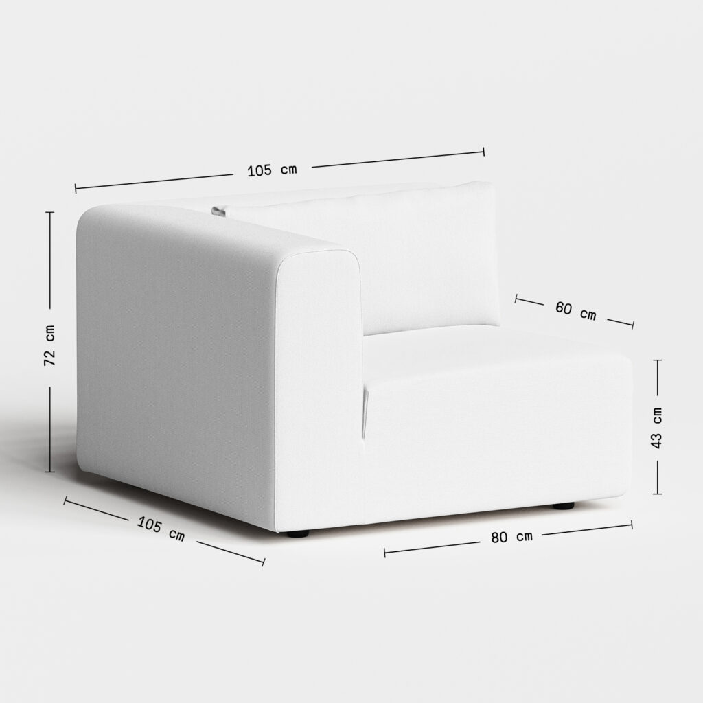 Modulares Sofa Bridge in Weiß-Grau mit Abmessungen