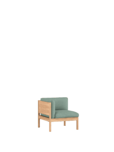 Nachhaltiges skandinavisches Modular-Sofa-Eckmodul mit Eichenholzrahmen und Wollpolsterung in Graugrün