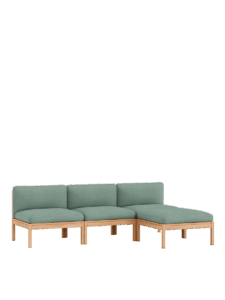 Grünes, modulares 3-Sitzer-Sofa mit Chaise Longue aus nachhaltigem Design, hochwertiges Designmöbel für stilvolles Interior