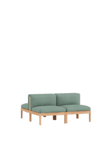 Grünes, nachhaltiges Designmöbel‑Sofa aus Holz und Textil im modernen Interior, stilvolle Einrichtung für nachhaltiges Wohnen